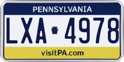PA license plate LXA4978