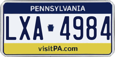 PA license plate LXA4984