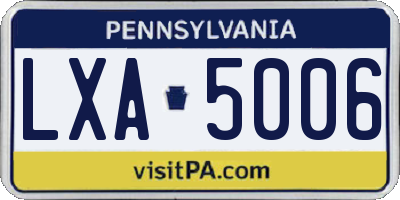 PA license plate LXA5006