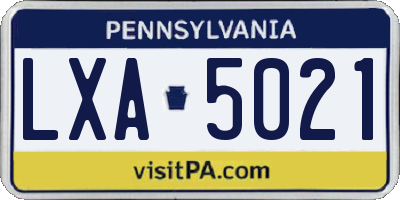PA license plate LXA5021