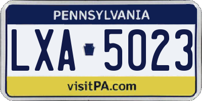 PA license plate LXA5023