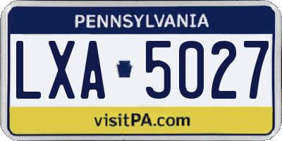 PA license plate LXA5027