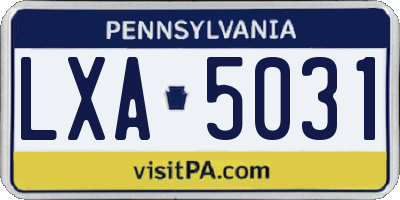 PA license plate LXA5031