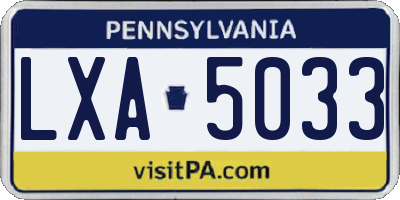 PA license plate LXA5033