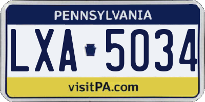PA license plate LXA5034