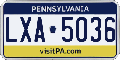 PA license plate LXA5036