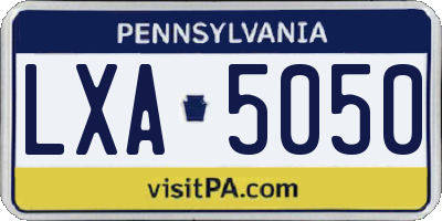 PA license plate LXA5050