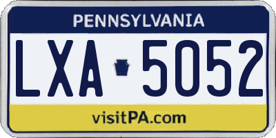PA license plate LXA5052