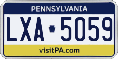 PA license plate LXA5059