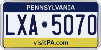 PA license plate LXA5070