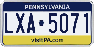 PA license plate LXA5071