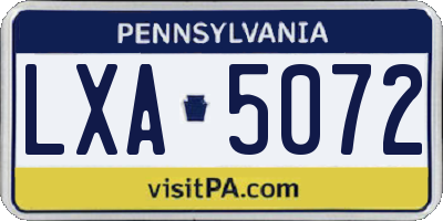 PA license plate LXA5072