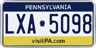 PA license plate LXA5098