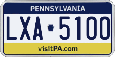 PA license plate LXA5100