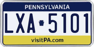 PA license plate LXA5101