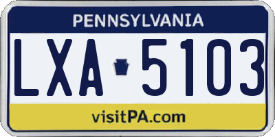 PA license plate LXA5103