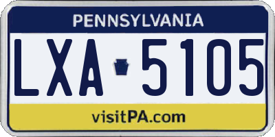 PA license plate LXA5105