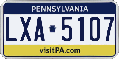 PA license plate LXA5107