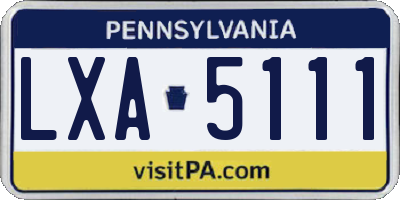 PA license plate LXA5111