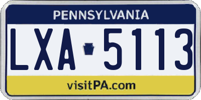 PA license plate LXA5113
