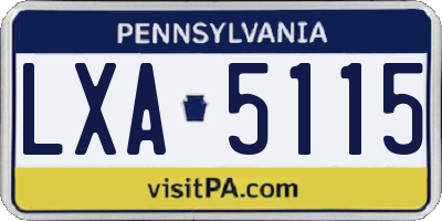 PA license plate LXA5115
