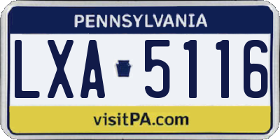 PA license plate LXA5116