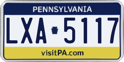 PA license plate LXA5117