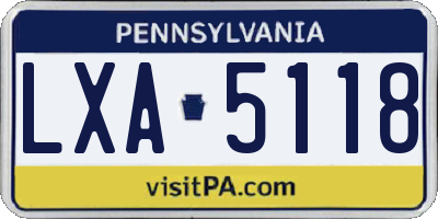 PA license plate LXA5118