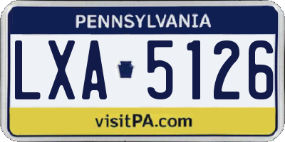 PA license plate LXA5126