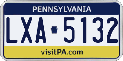 PA license plate LXA5132