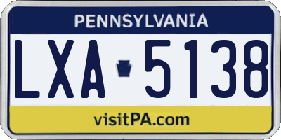 PA license plate LXA5138