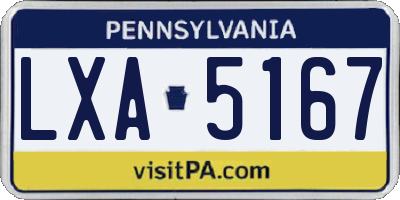 PA license plate LXA5167