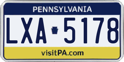 PA license plate LXA5178