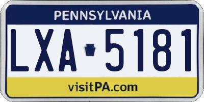 PA license plate LXA5181