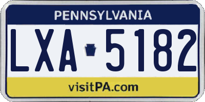 PA license plate LXA5182