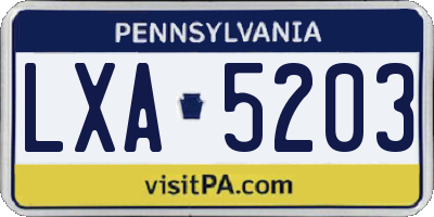 PA license plate LXA5203