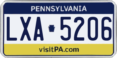 PA license plate LXA5206