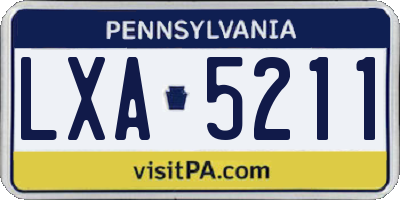 PA license plate LXA5211