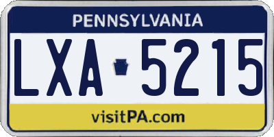 PA license plate LXA5215