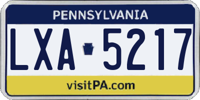 PA license plate LXA5217