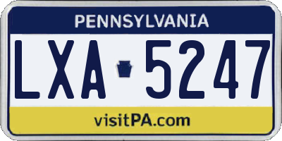 PA license plate LXA5247