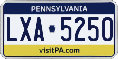 PA license plate LXA5250