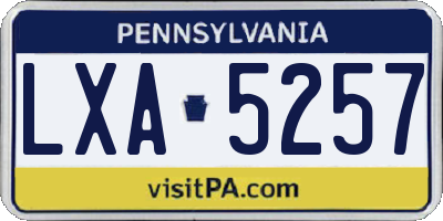 PA license plate LXA5257