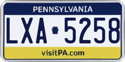 PA license plate LXA5258