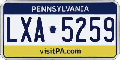 PA license plate LXA5259