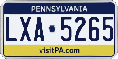 PA license plate LXA5265