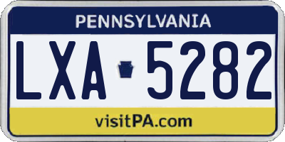 PA license plate LXA5282