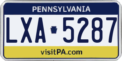 PA license plate LXA5287