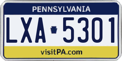 PA license plate LXA5301