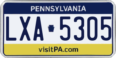 PA license plate LXA5305